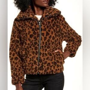 BB Dakota Teddy Sherpa Leopard Jacket XS